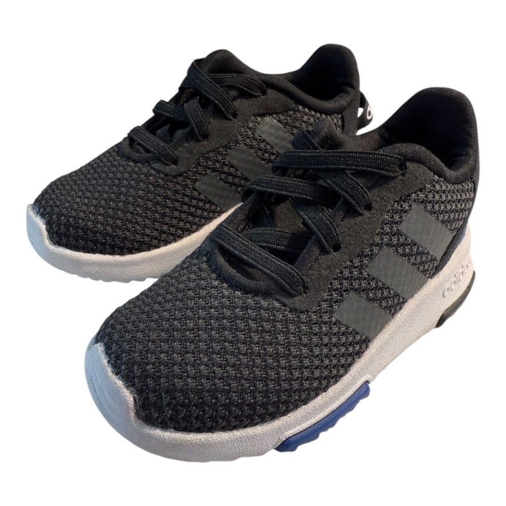 Adidas Kids Black Mesh Lace Up Athletic Running Shoes Sneakers Size 7K